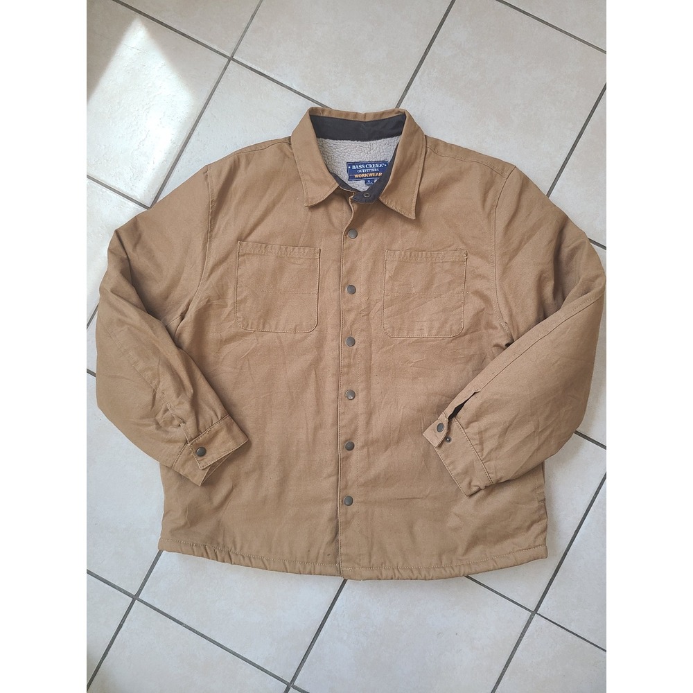 Bass Creek Outfitters Workwear Jacket Womens XL Brown Good Sherpa Lined Canvas